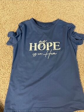 SHEIN Navy Short Sleeve Graphic Tee - "My Hope is in Him"
